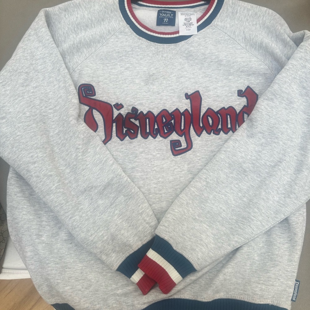 Disneyland Gray Crewneck Sweater with Red Accents